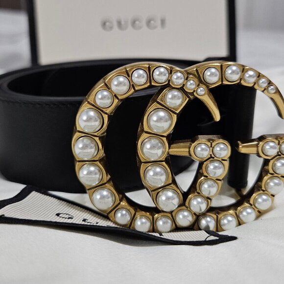 Authentic Gucci Black Intrecciato Woven Leather Interlocking Square G Belt 95/38 - Picture 1 of 6